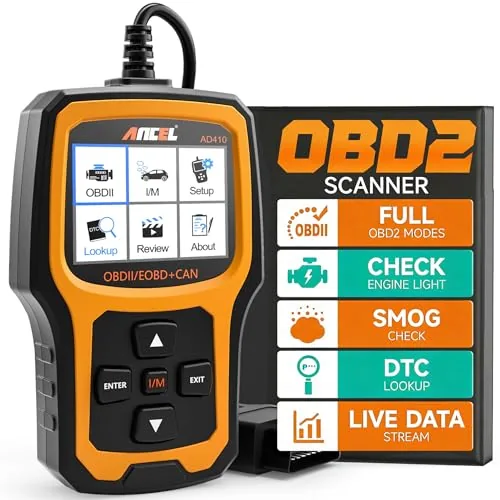 ANCEL AD410 OBD2 Scanner with Live Data and I/M Readiness