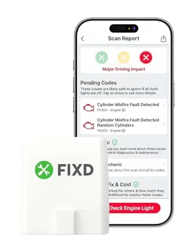 FIXD Bluetooth OBD2 Scanner with Plain-Language App